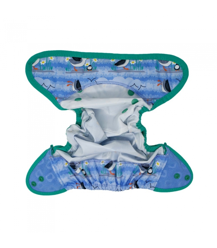 Cobertor de pañal reutilizable Blue Puffin Corchetes Biolaminado