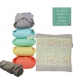 Pack de 5 pañales de tela reutilizables color pastel + Bolsa