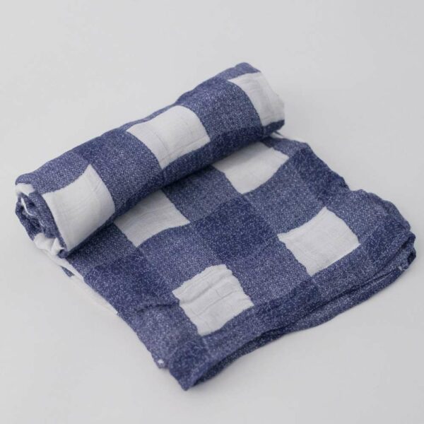 Muselina Bambu Blue Plaid 120x120