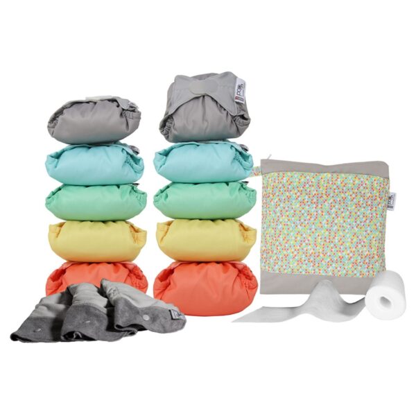 Pack de 10 pañales de tela reutilizables color pastel