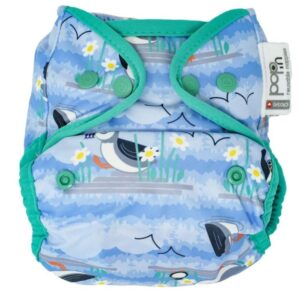 Cobertor de pañal reutilizable Blue Puffin Corchetes Biolaminado